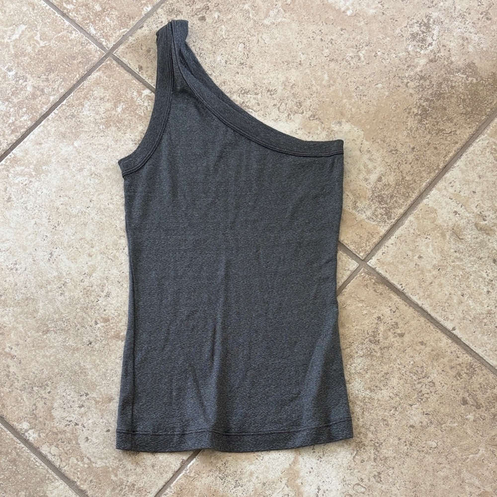 Michael Stars Charcoal shiny One-Shoulder Tank Top OS